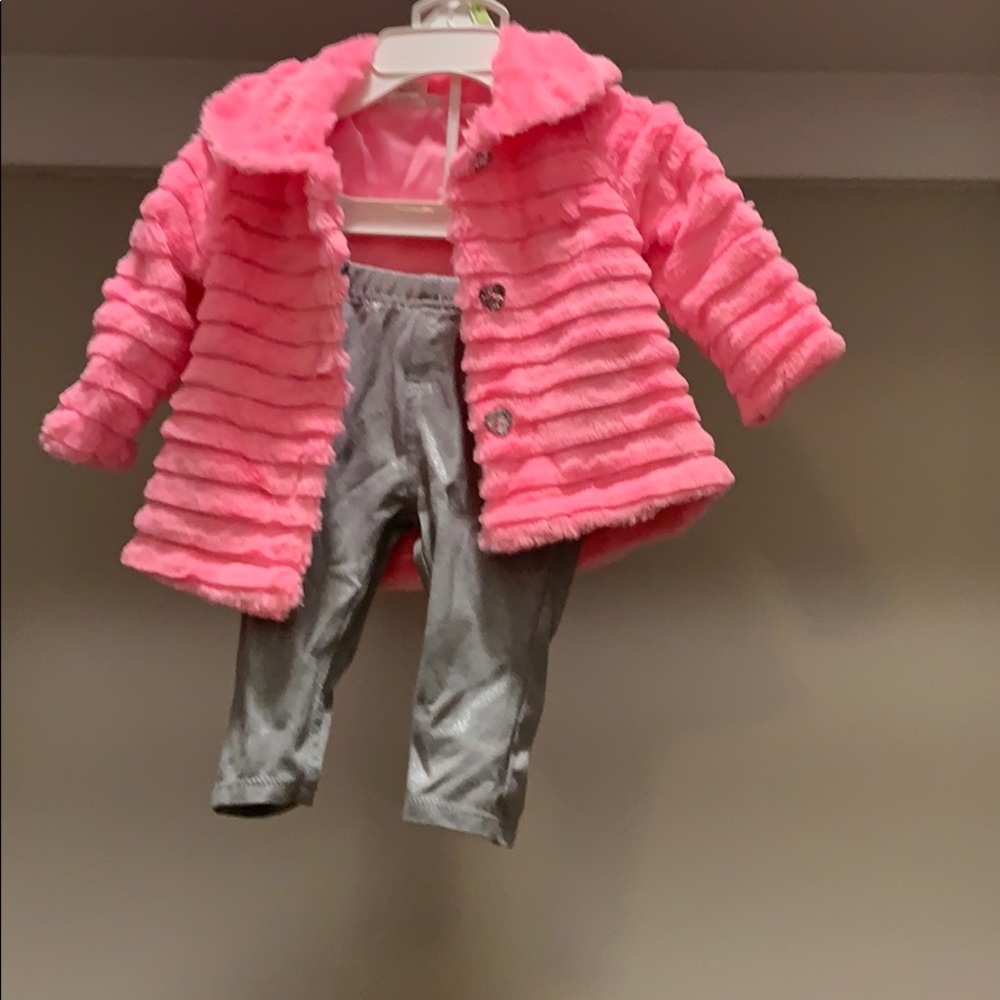 Girls pink jacket and silver pants